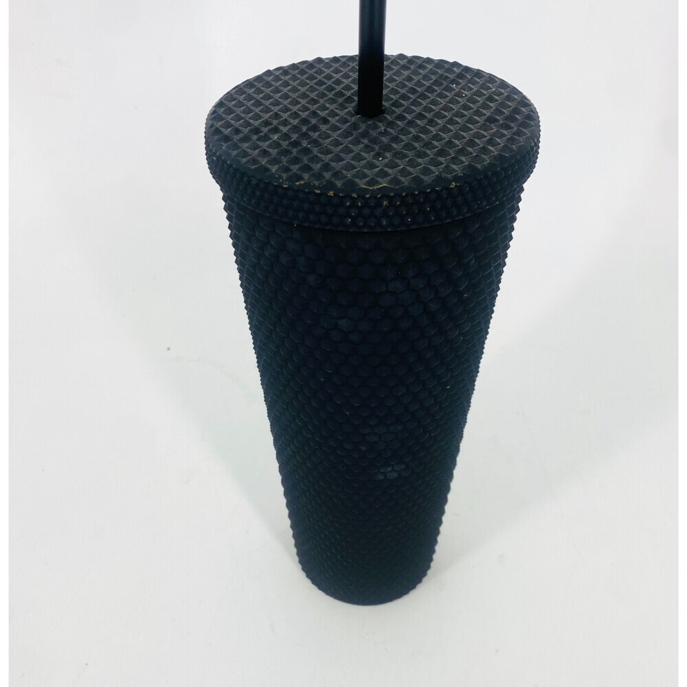 Starbucks 2021 Black Soft Touch Matte Studded Venti Tumbler Straw 24 oz